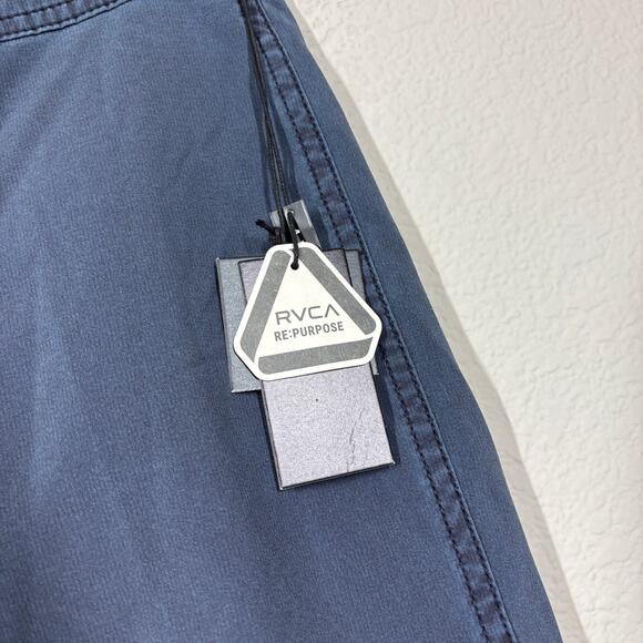 RVCA Mens Size 28 VA Pigment Trunk Board Shorts Navy Tie Front Stretch - Picture 6 of 12